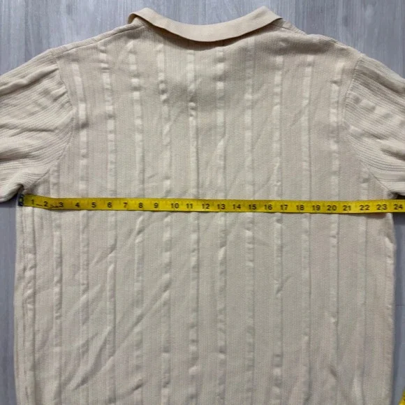 PJ Paul Jones Mens Polo Shirt Beige Textured Knit Short Sleeve Casual Golf XL - Picture 10 of 14
